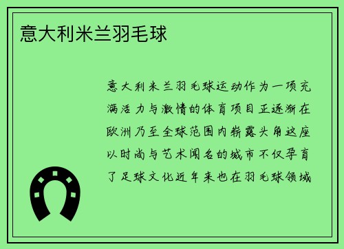 意大利米兰羽毛球